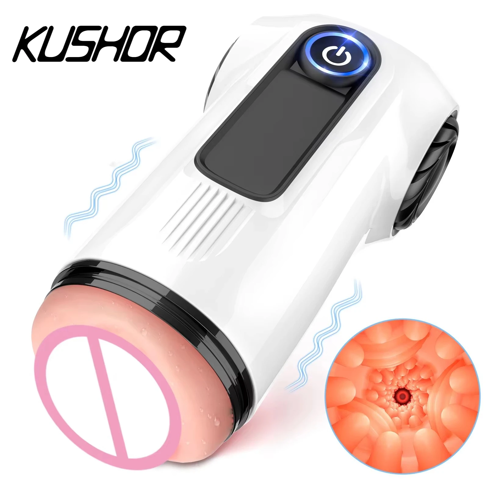KUSHOR Automatisches Saugen Männliche Masturbatoren Blowjob Maschine Masturbation Tasse Tasche Pussy Penis Pumpe Erwachsene Sex Spielzeug für Männer 18