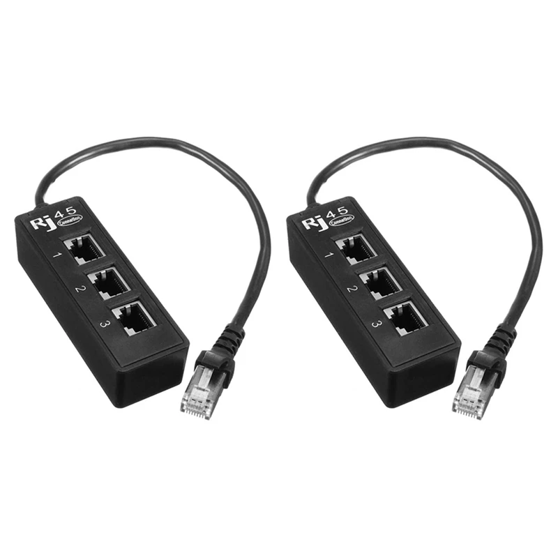 

2 штекера RJ45 на 3 гнезда RJ45, Сетевой удлинитель кабеля, разветвитель LAN Ethernet