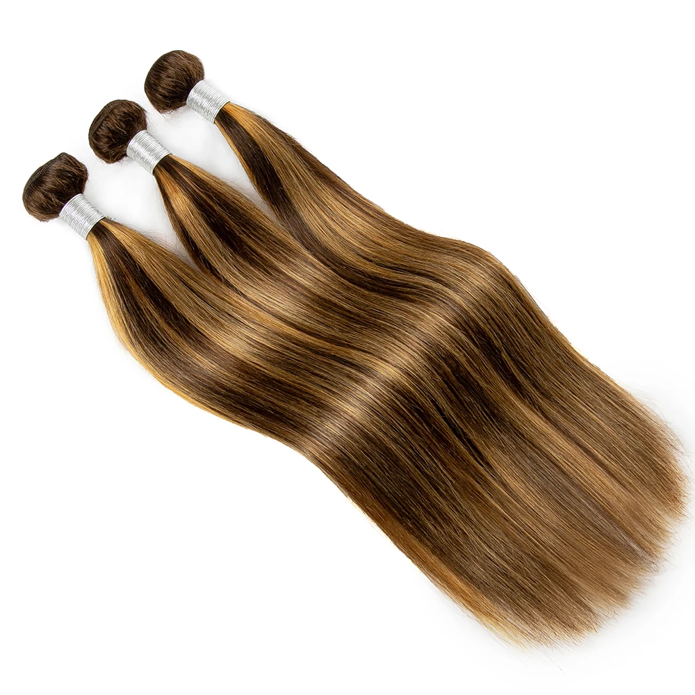 1/3/4 Bundles Brazilian Human Hair Bundles Highlight Straight Human Hair Remy Ombre Color Weaving