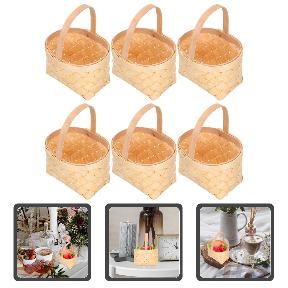 

6pcs Mini Woven Gift Baskets with Handles Handheld Candy Gift Basketss Party Treats Gift Basketss