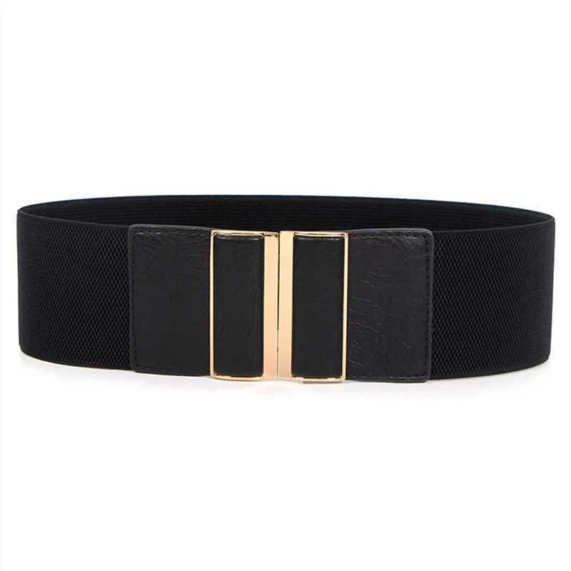 

Elegant Ladies Waist Belt Square Buckle Fashion Metal Belt 7.5cm Wide Elastic