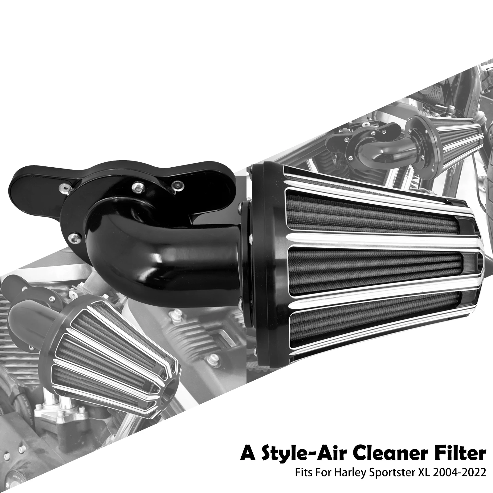 Motorcycle Air Filter Black Intake Cleaner For Harley Touring