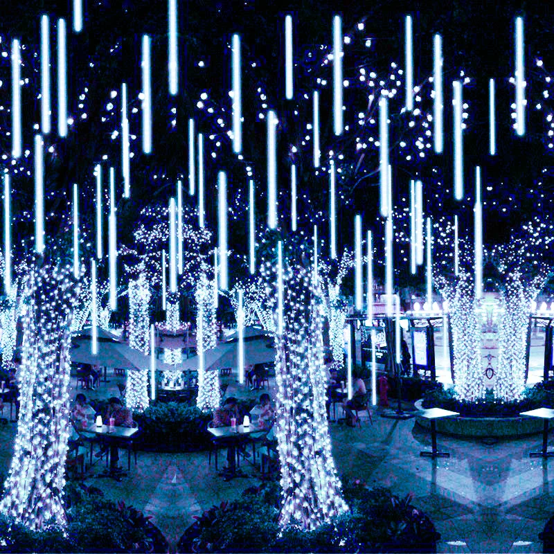 Description Picture 4 of itemChristmas 2025 New Year 32/24/16/8 Tubes Meteor Shower Rain Lights EU/US Falling Raindrop Fairy String Light for Street Garland