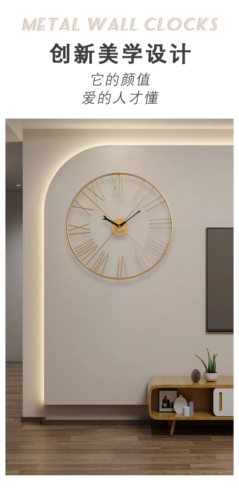 Amerikanische Mode Getriebe Römische Wanduhr Retro Metall Industriellen Stil Zimmer Gym Uhr Runde Restaurant Luxus Uhr Hause Dekoration – Detail 1