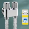 1PCS G1/2 1 In Two Out Double Control Washing Machine Faucet Toilet Triangle Valve Bathroom Toilet Bidet Sprayer Accessories 3