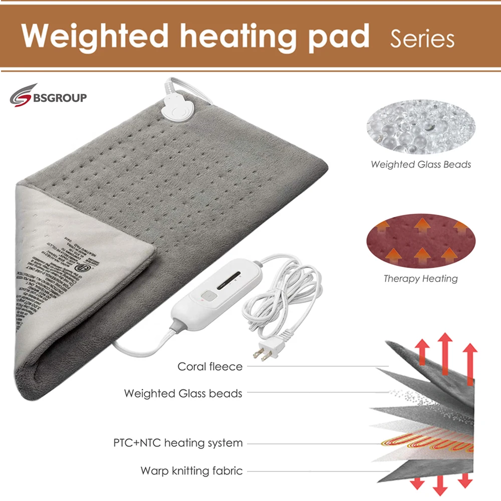 12x24'' Xl Large 2lbs Glass Weighted Heating Pad 110v Us Plug Low