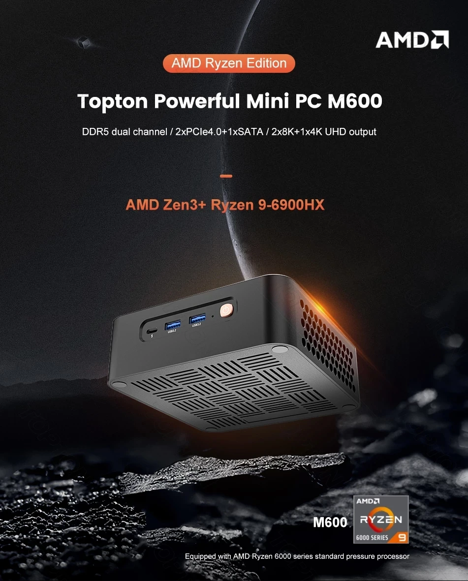 ミニPC（Topton） Topton-ゲーマー用デスクトップコンピューター,m600 rzyen 9