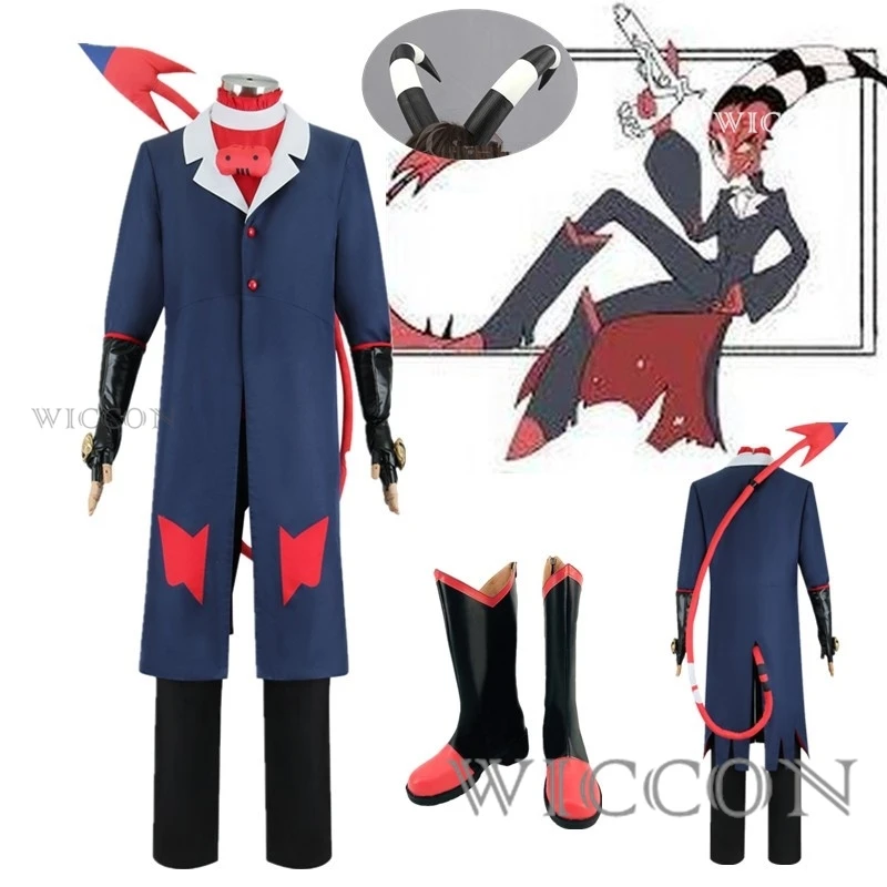 

Anime Helluva Boss Blitzo Cosplay Costume Party Uniform Suit with Tail Halloween Outfit for Men Women Custom