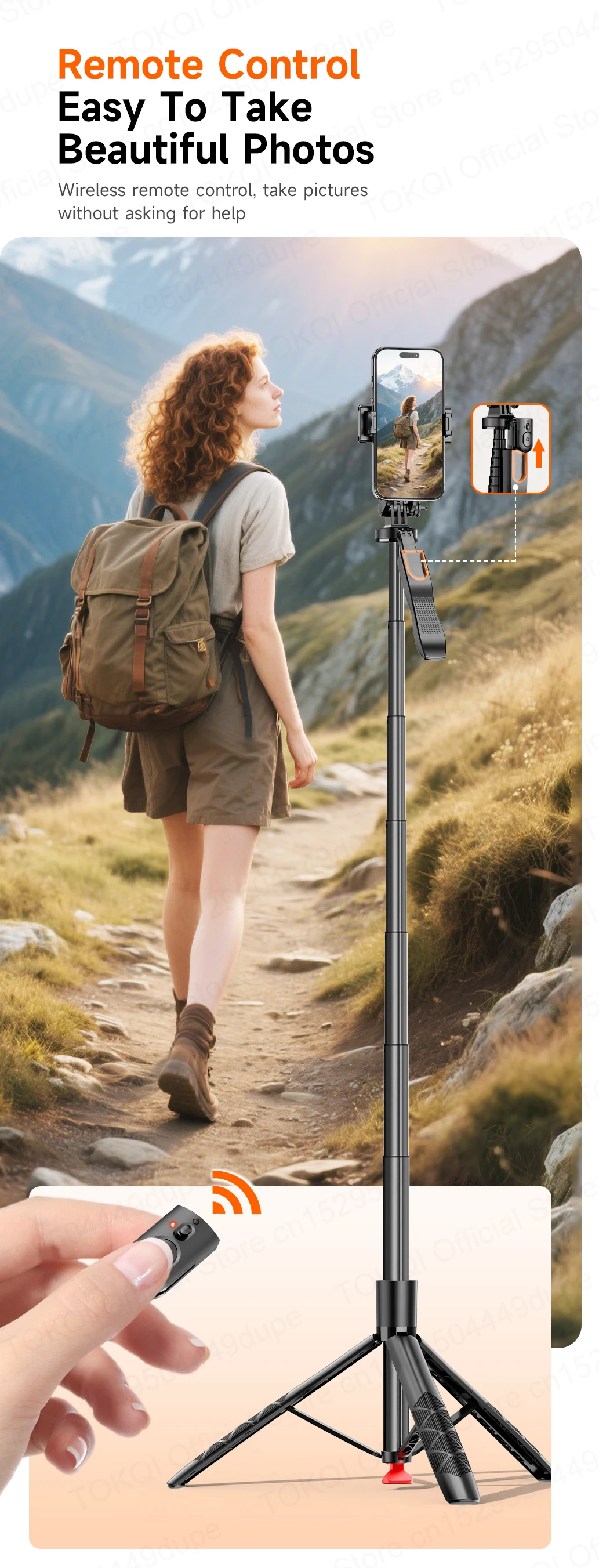 Tokqi L16-tt Selfie Stick Tripod With 360 Degree Rotation And Fill Light_voghion.com