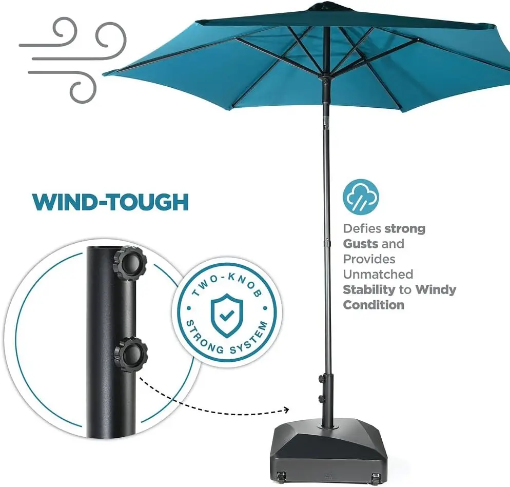 Umbrella Base - Fillable Umbrella Pole Holder 2 Knobs, with Heavy Duty Windproof Design  4 Wheels , 2 Locks, Holds 125 lbs