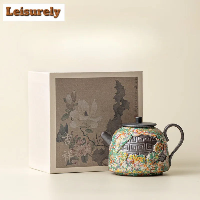 210ml Fretwork Teapot Retro Tea Infuser Pot Household Tea Maker Kettle With Ball Hole Tea Ceremony Accessories Collection Craft