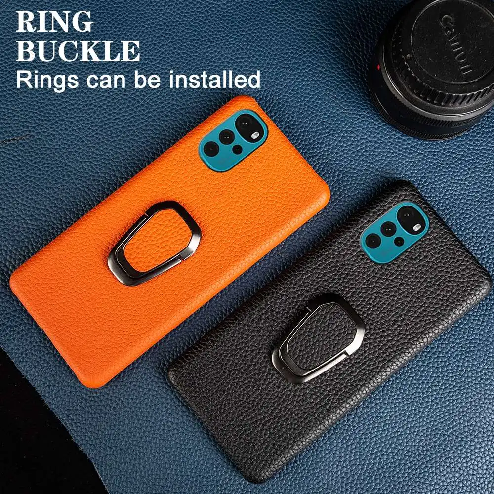 For Motorola G22 Case Retro Genuine Leather Cover for Moto Edge S30 E32 edge X30 G50 G60 G60S E6 Car Stand Holder Phone Cases