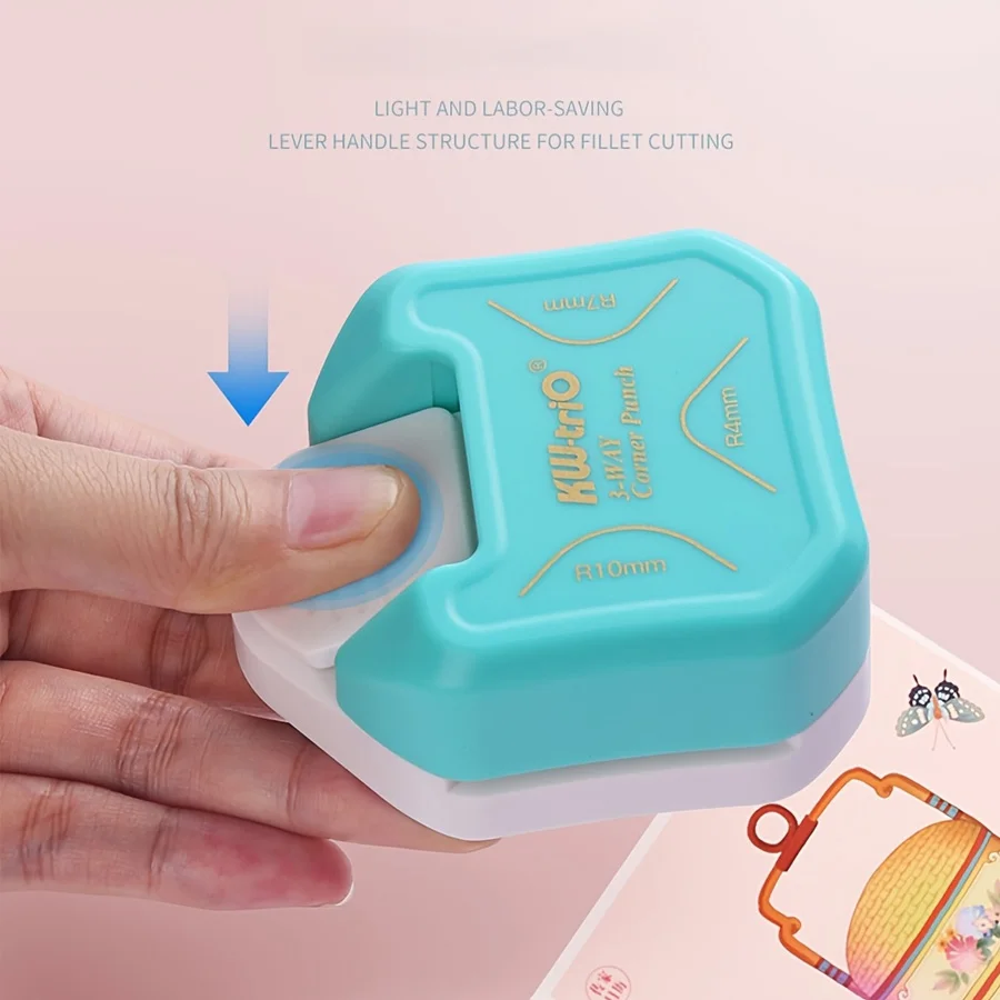 3-in-1 라운드 코너 펀치, DIY 스크랩북 코너 커팅 머신 펀치, R4/R7/R10mm 원형 펀칭기