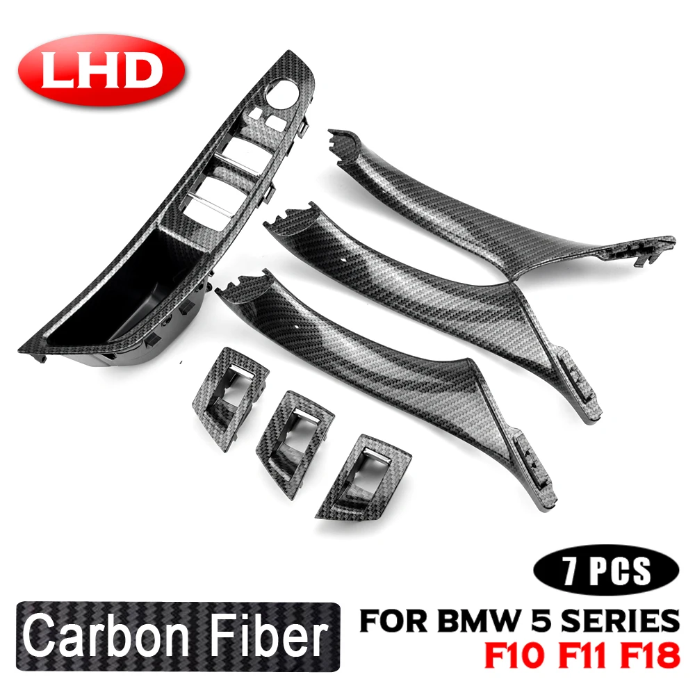 탄소 섬유 자동차 LHD RHD 내부 도어 핸들, 내부 패널 풀 트림 커버, BMW 5 시리즈 F10 F11 F18 520d 525d 530d 535i 에 적합