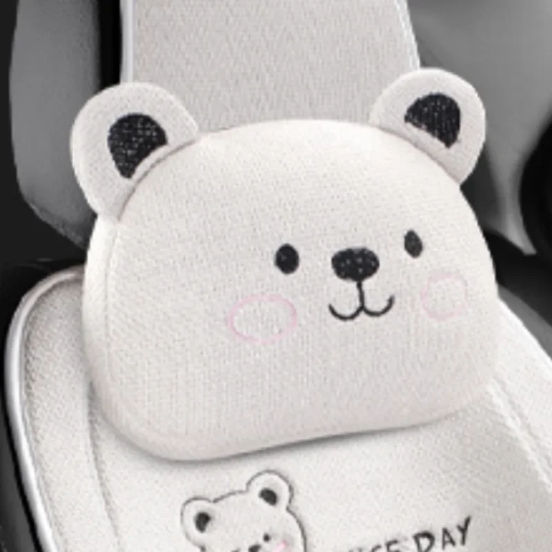 Coussin Voiture Siège En Pur Lin 50x50cm - Ours Dessin Animé Antidérapant Noir