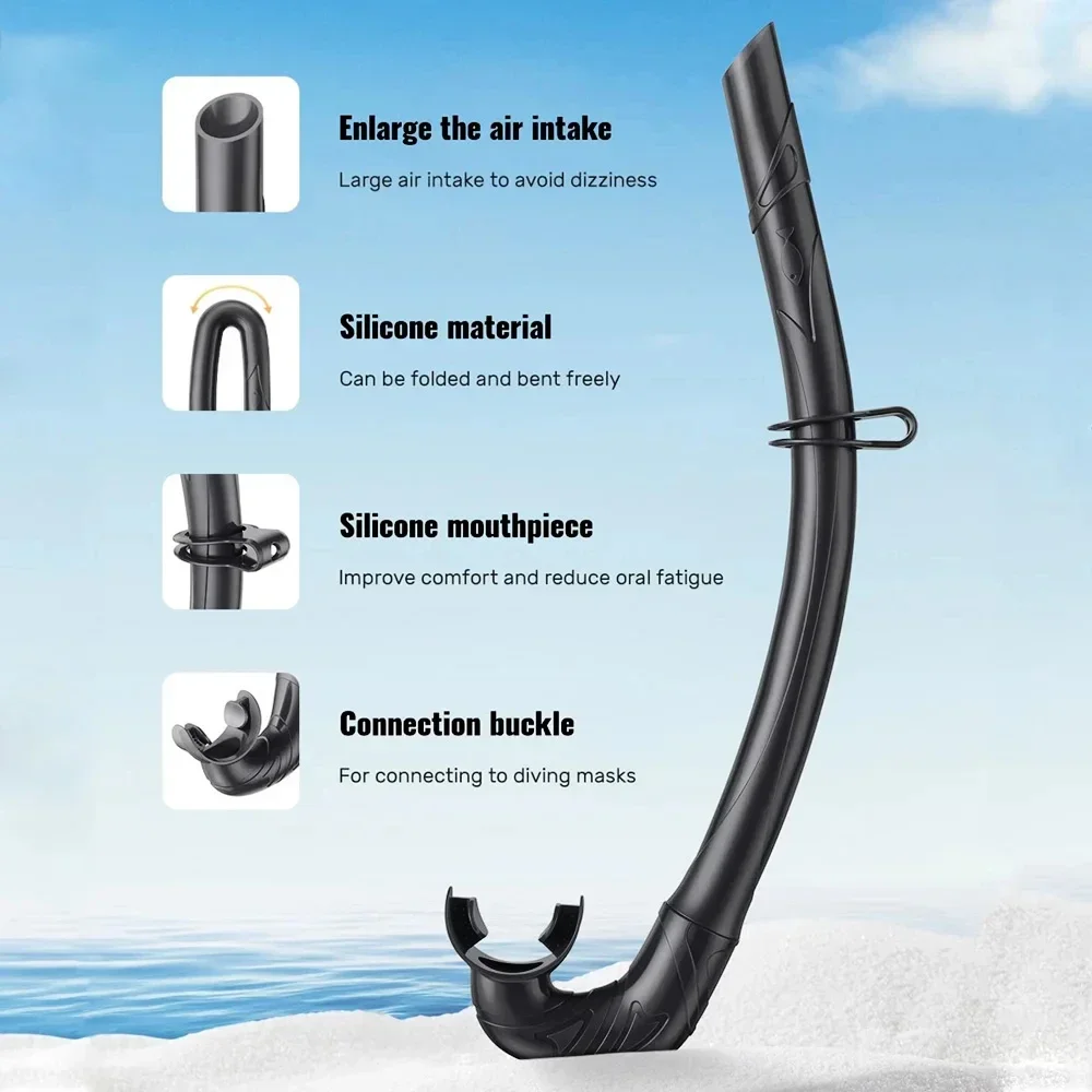 Mask Wet Snorkel Set Frameless Diving Low Internal Volume Pure Soft Silicone Swimming Training Diving Glasses Adjustable