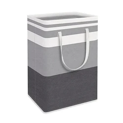 Large Foldable Laundry Basket with Sturdy Handles - Durable Dirty Clothes Storage Bag (Grey)