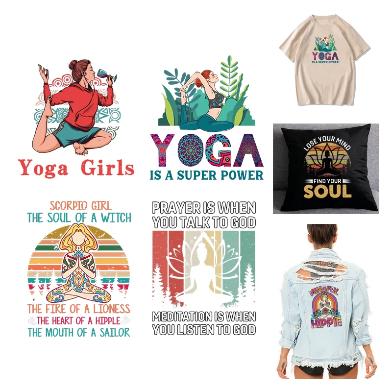 YOGA IS A SUPER POWER Druck für Kleidungsaufnäher YOGA Girls Thermoaufkleber Streifen auf Kleidung Bügelanwendungen – Detail 1