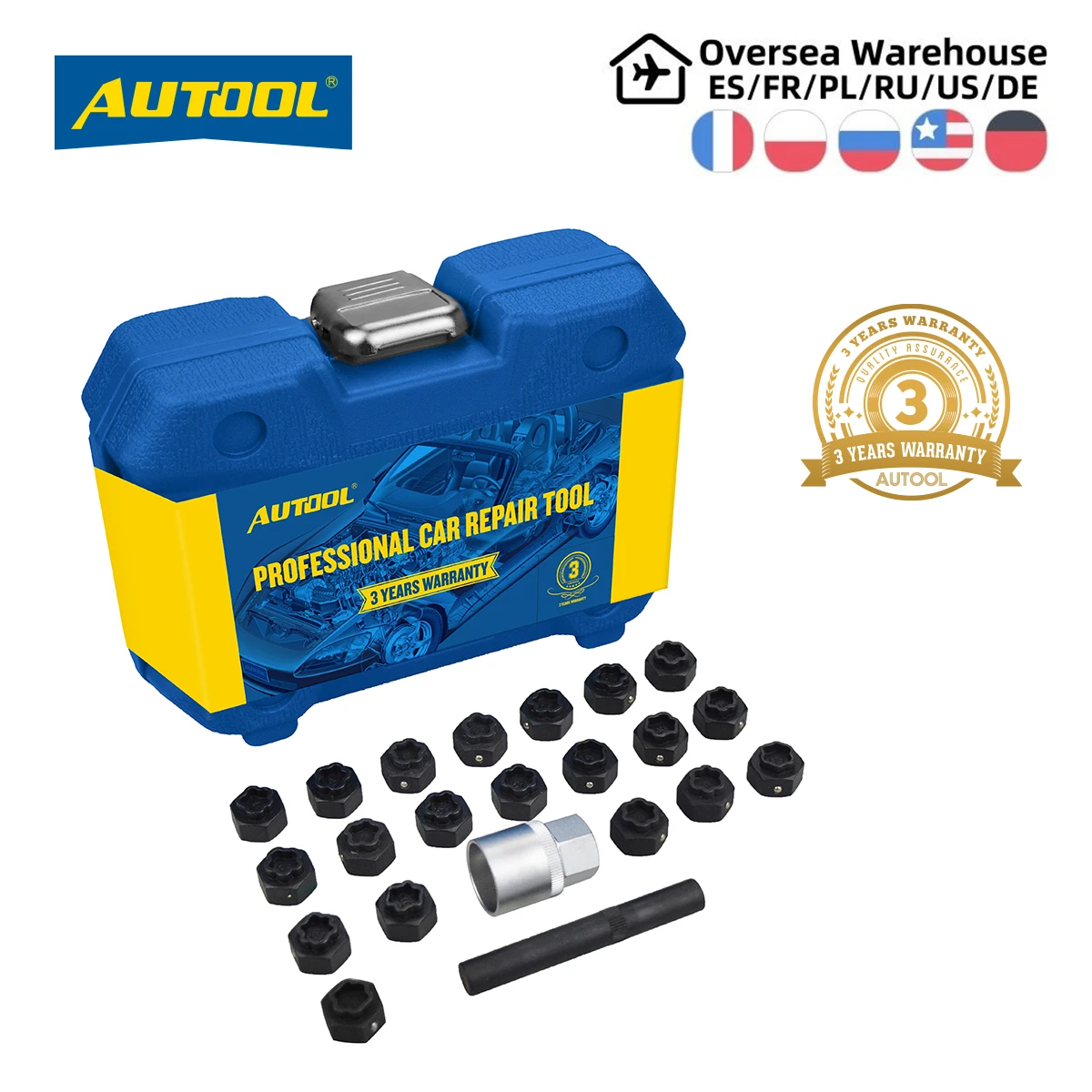 AUTOOL 22pcs Wheel AntiTheft Screw Sleeve Wheel Lock Lug Nut Removal