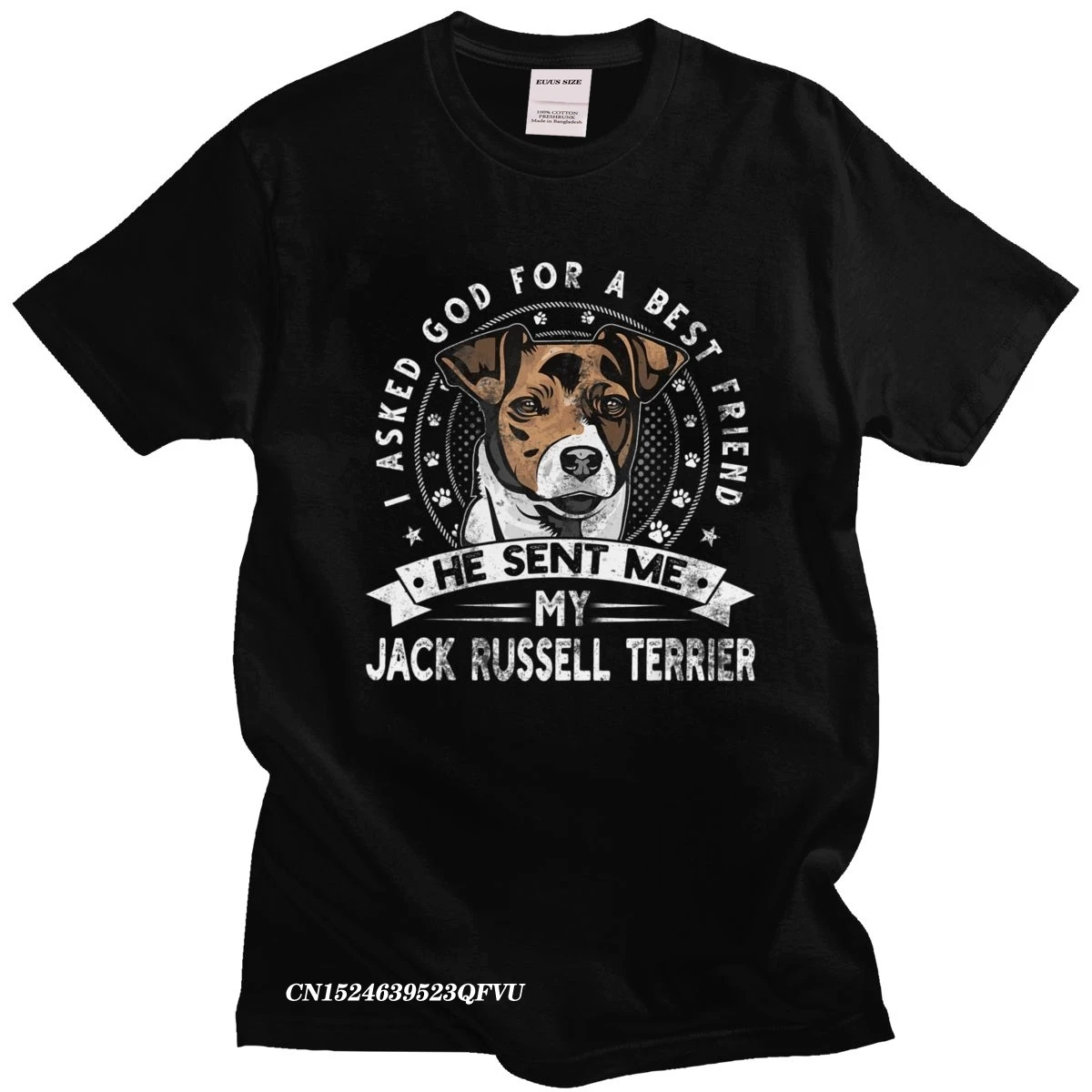 Grunge Style Jack Russell Terrier Uomo Camisas Uomo Casual Dog Friend Tshirt Distressed Print Premium Cotton Tee Camisas
