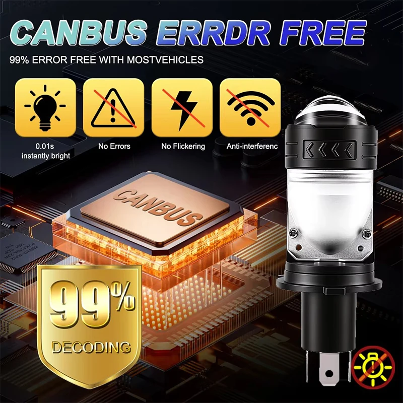 고출력 H4/9003/HB2 LED 헤드라이트 전구 프로젝터 렌즈 캔버스 3000W 4000000LM 6500K 초고휘도 H4 LED 자동차/오토바이용