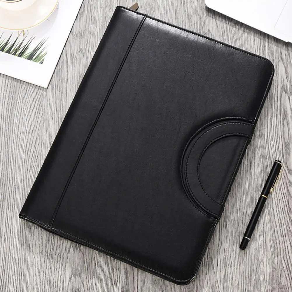 

Large Capacity File Folder Pen Insert Card Slots Handle Design Faux Leather Business Manager A4 File Bag Office Supplies