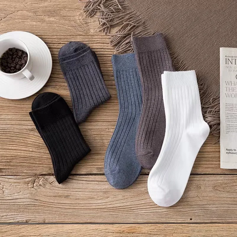 5/10/20 Pairs Men's Black and White Warm Socks Set Autumn and Winter Men's Solid Color Casual Business Socks casual socks solid color socks solid colour socks business socks business boat socks ankle socks plain color boat socks boat socks black socks