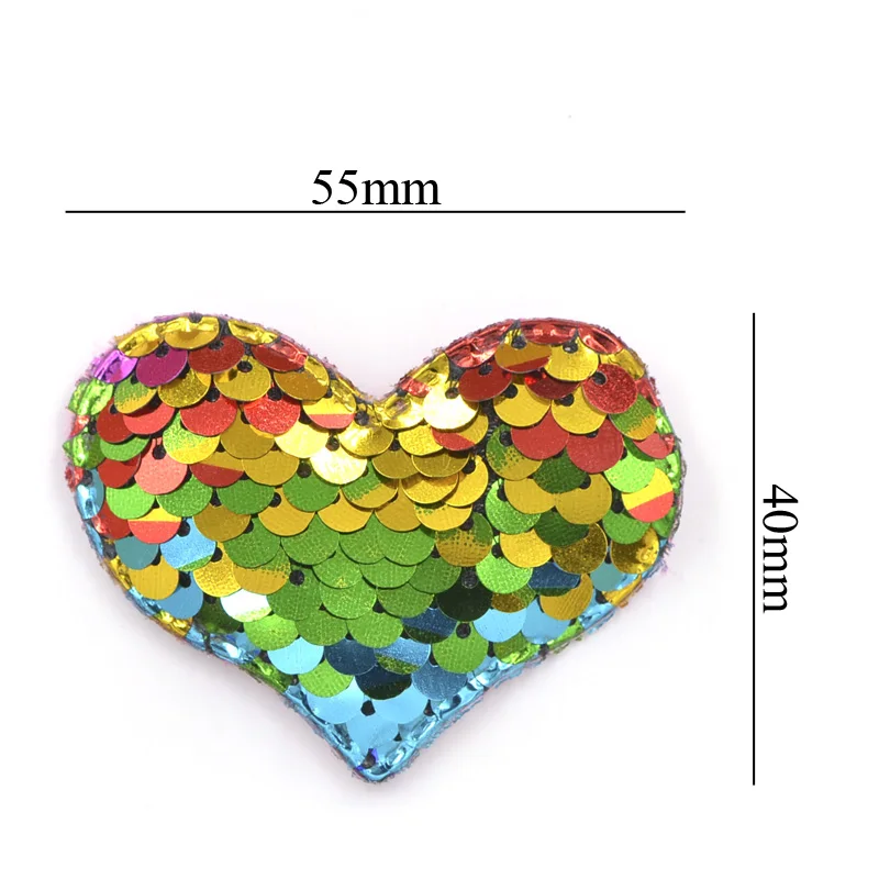 16Pcs 슬랩 업 반짝이 Paillette 패딩 패치 공예 가방에 대 한 심장 Appliques 의류 바느질 용품 DIY 머리 활 장식