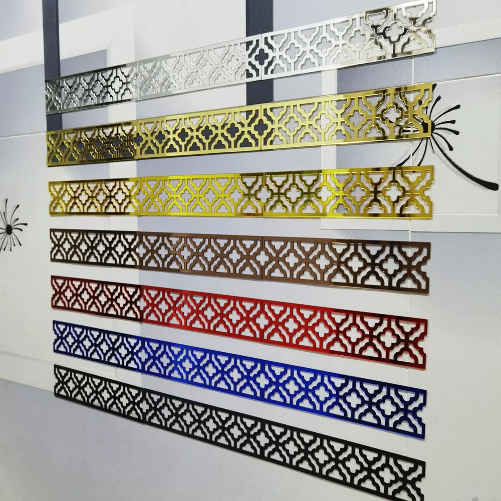 20x5cm 6/12pcs Acrylic Mirror Wall Stickers Used For Boundaries Corner Lines Living Room Edge Strips Office Walls Home Decoration