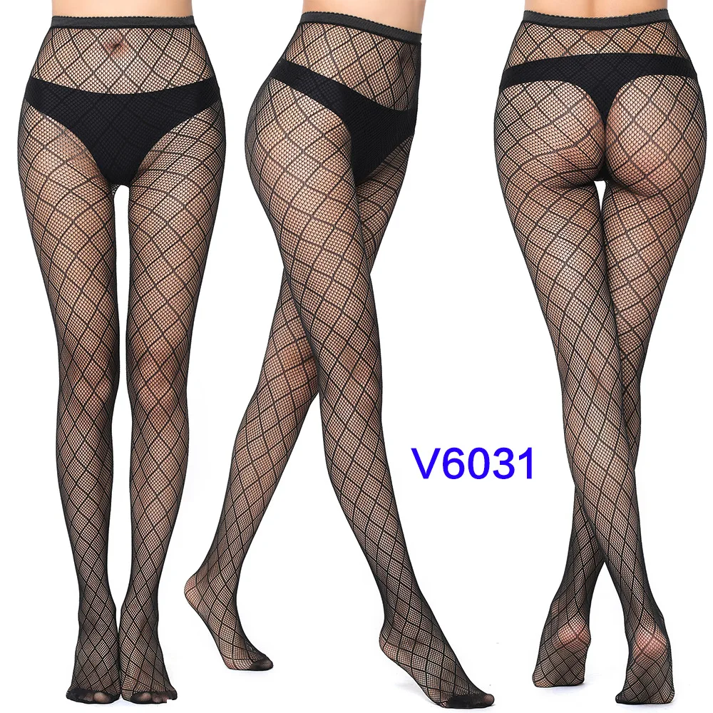 Women's Gothic Lace Fishnet Pantyhose – Seamless Jacquard Weave Garter Stockings
