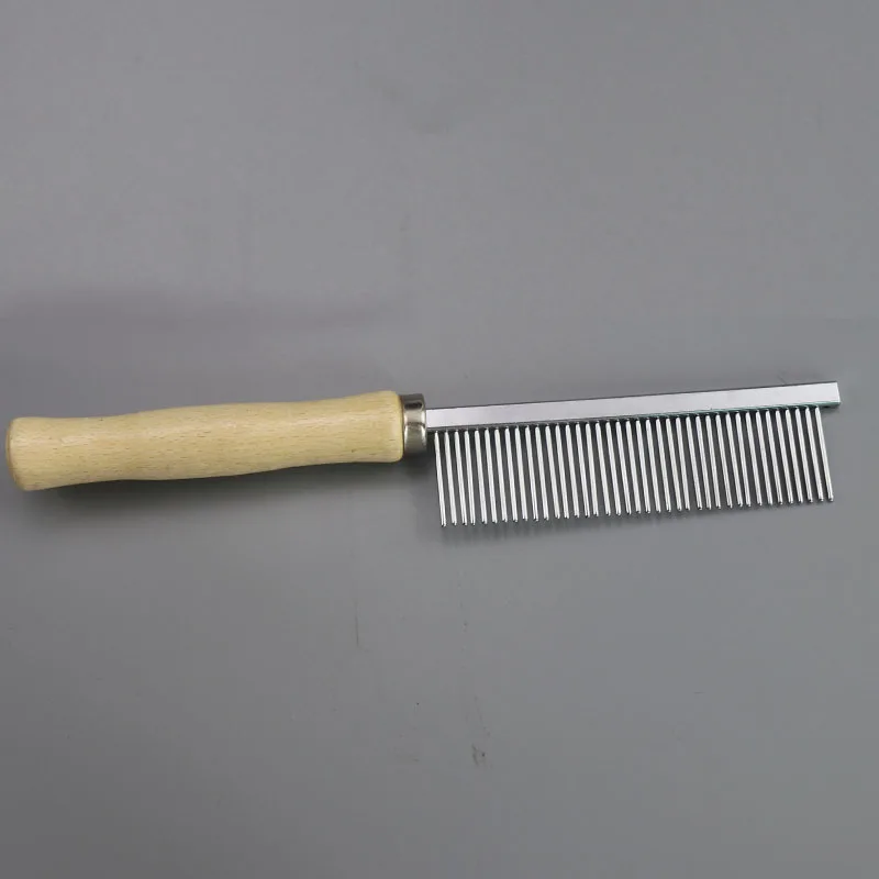 Pet Hair Grooming Accessories Wooden Handle Cat Dog Hair Comb Stainless Steel Pet Massage Hair Trimmer Comb Easy Cleaning Brush