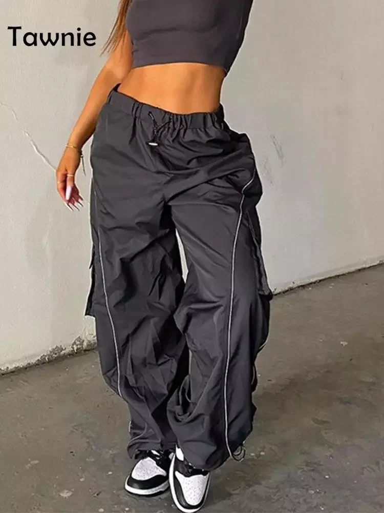 

2022 Y2K Cargo Pants Women's Baggy Trousers Side Pockets Streetwear Vintage Fairycore Casual Loose Wide Leg Sweatpants