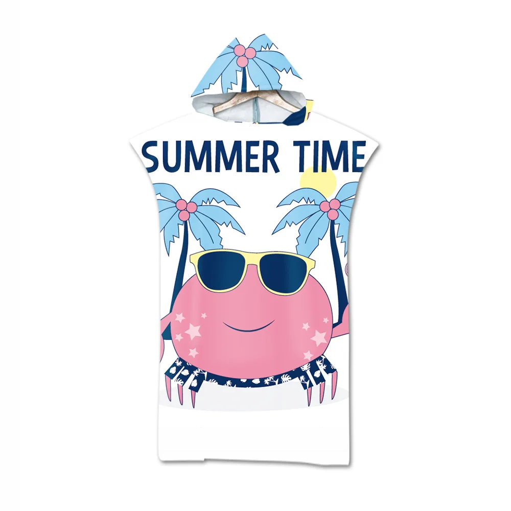 

Printed microfiber hooded beach towel adult quick-drying swimming pool poncho bath towel with cape bathrobe