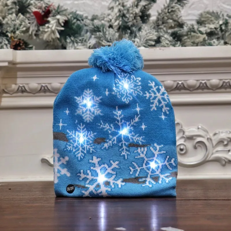Christmas Hats LED Light Cartoon Santa Claus Snowman Elk Knitted Xmas Soft Hat Noel Merry Christma Decoration New Year Gift christmas beanie hat,christmas hat holder