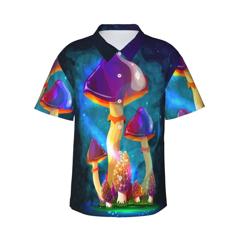 thumbnail image 1 of Camisa hawaiana divertida para hombre, camisa de playa con botones y manga corta con estampado de garabatos de setas, camisa informal de calle para mujer y niño, 1 of 5