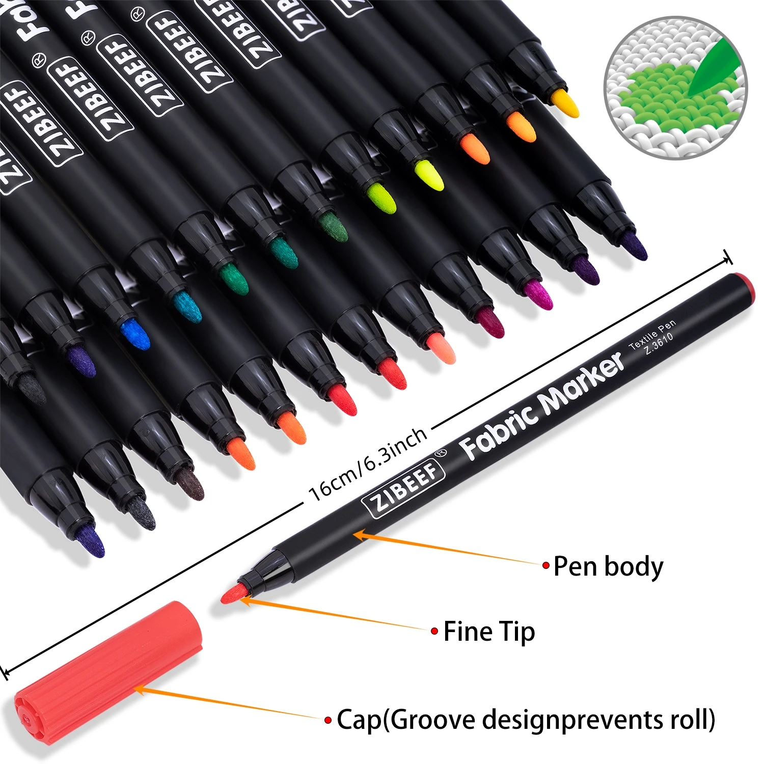 Pennarelli per tessuti a 12/24 colori: pennarelli per tessuti a punta fine permanenti per vestiti, penne senza spurgo per magliette, borse, tessuti, tela e altro ancora - immagine 2