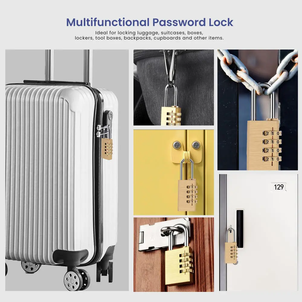 Combination Padlock 4 Digit Password Anti-theft Copper Lock For School Locker etc
