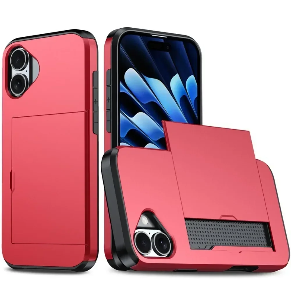 Sleek Wallet Phone Case with Credit Card Holder and Sliding Pocket - Protective Cover