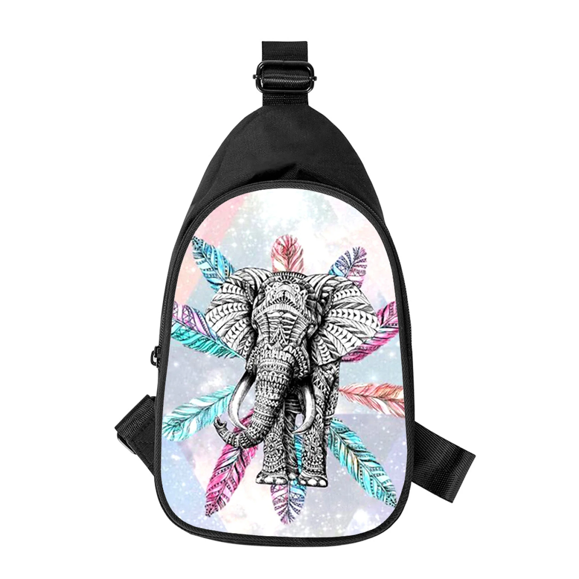 ndian Animal Elephant art Print New Men Cross Chest Bag Diagonally Women Shoulder Bag Husband School Waist Pack Male chest pack