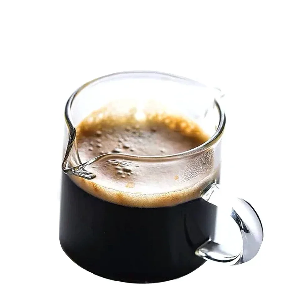 75ml doppi beccucci tazza di latte bicchieri trasparenti parti di caffè Espresso con manico per versare tazza di misurazione del latte per caffè strumenti per il caffè