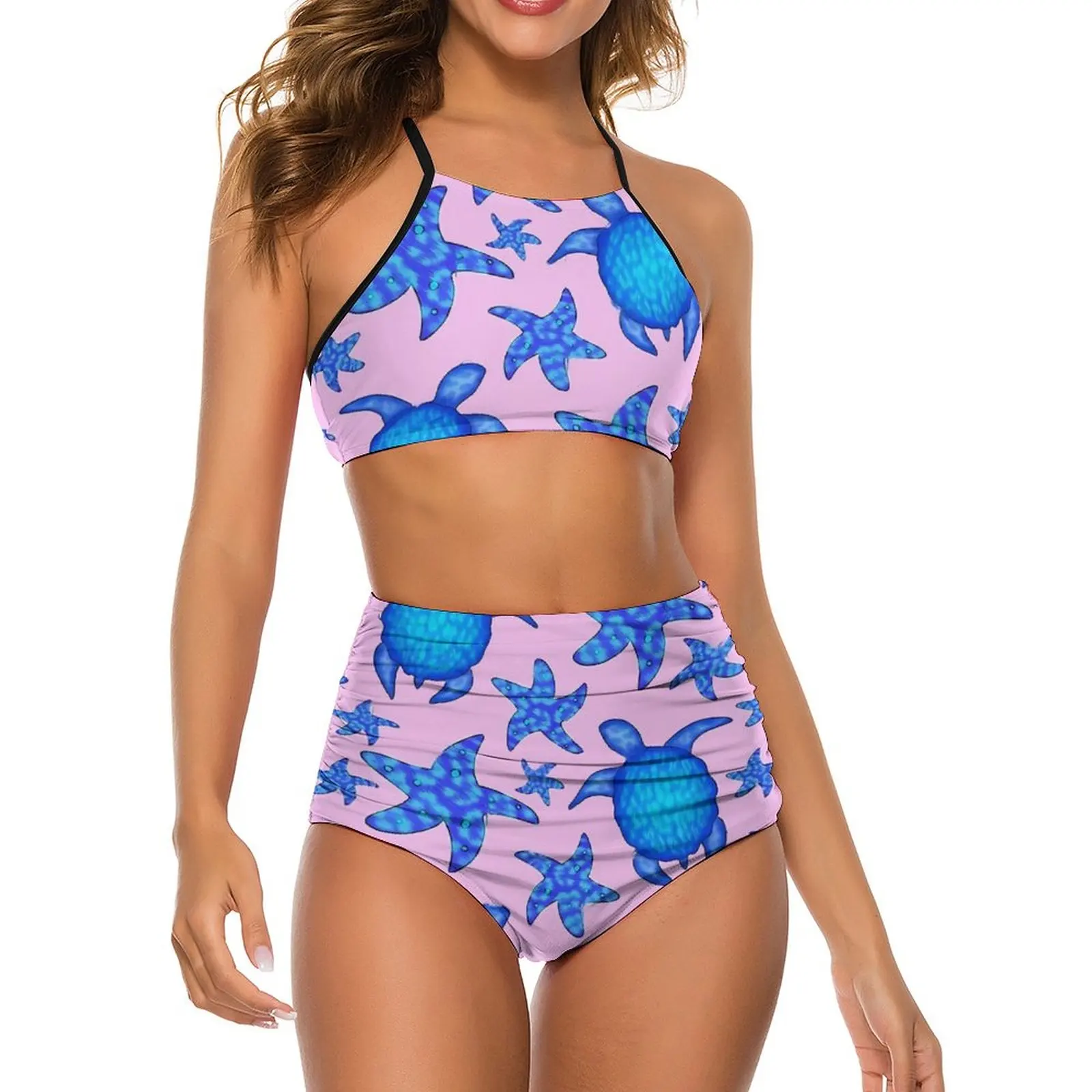 Ocean Turtles Bikini Costume Da Bagno Lovely Starfish Costumi Da Bagno A Vita Alta Ladies Sexy Elegante Bikini Set Push Up Design Costumi Da Bagno