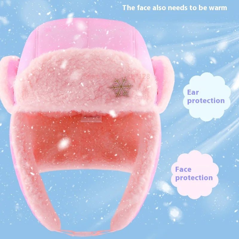 Anime cartoon Princess Elsa children's hat girl thick ear protection warm winter 2024 new sweet and cute velvet Lei Feng hat 3