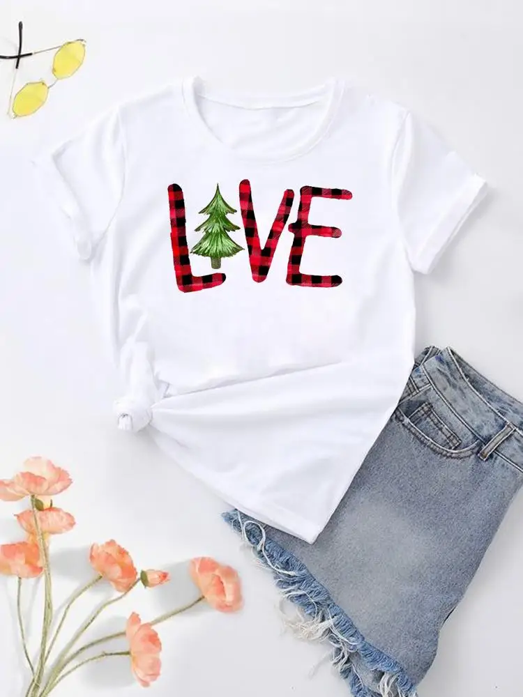 

Love Season Festival Women Shirt Tee Christmas Clothing Lady New Year Short Sleeve Print Fashion Top Clothes Graphic T-shirt
