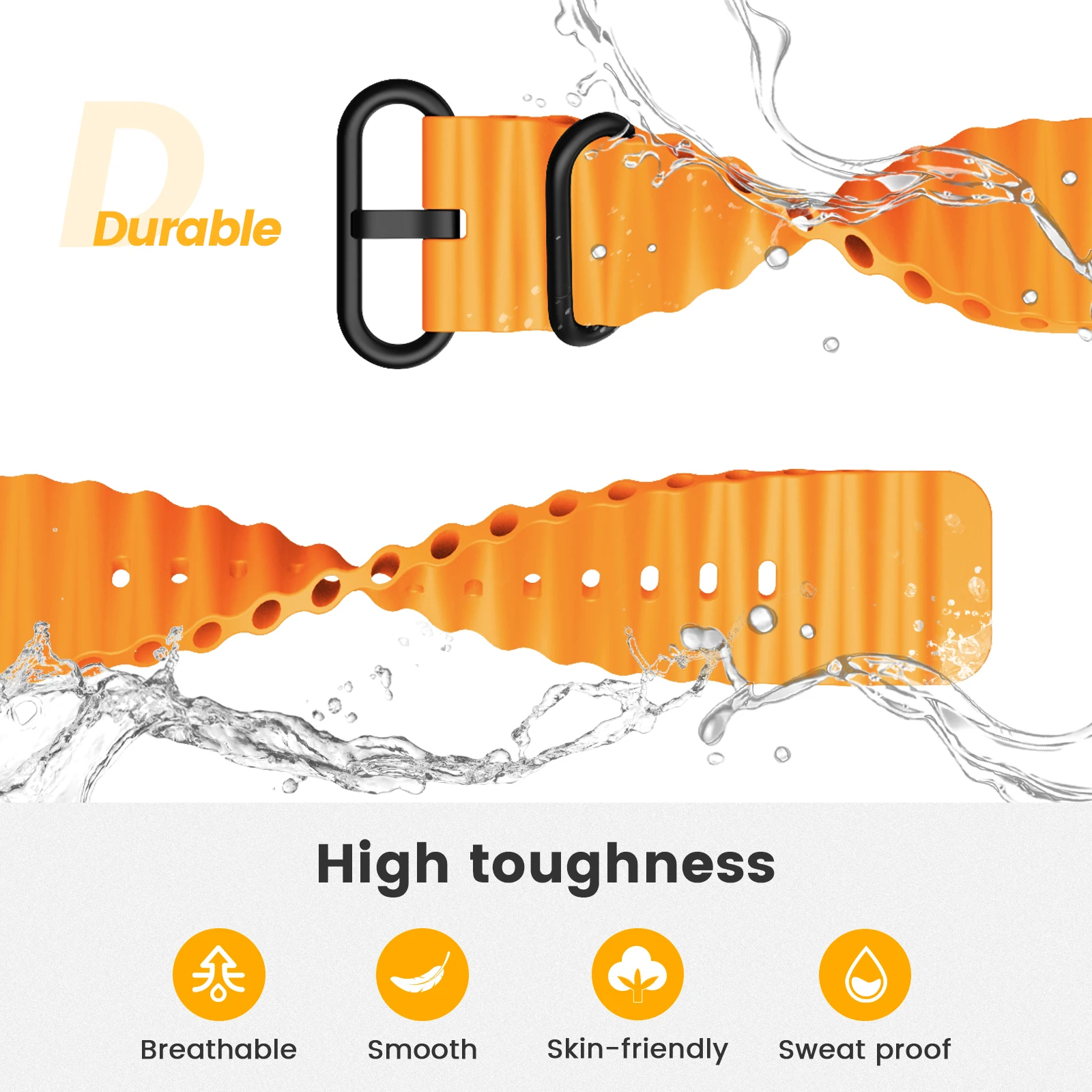 Silicone Soft Quick Fit Wristband Strap - 22mm/26mm, Easy Fit, Multiple Sizes