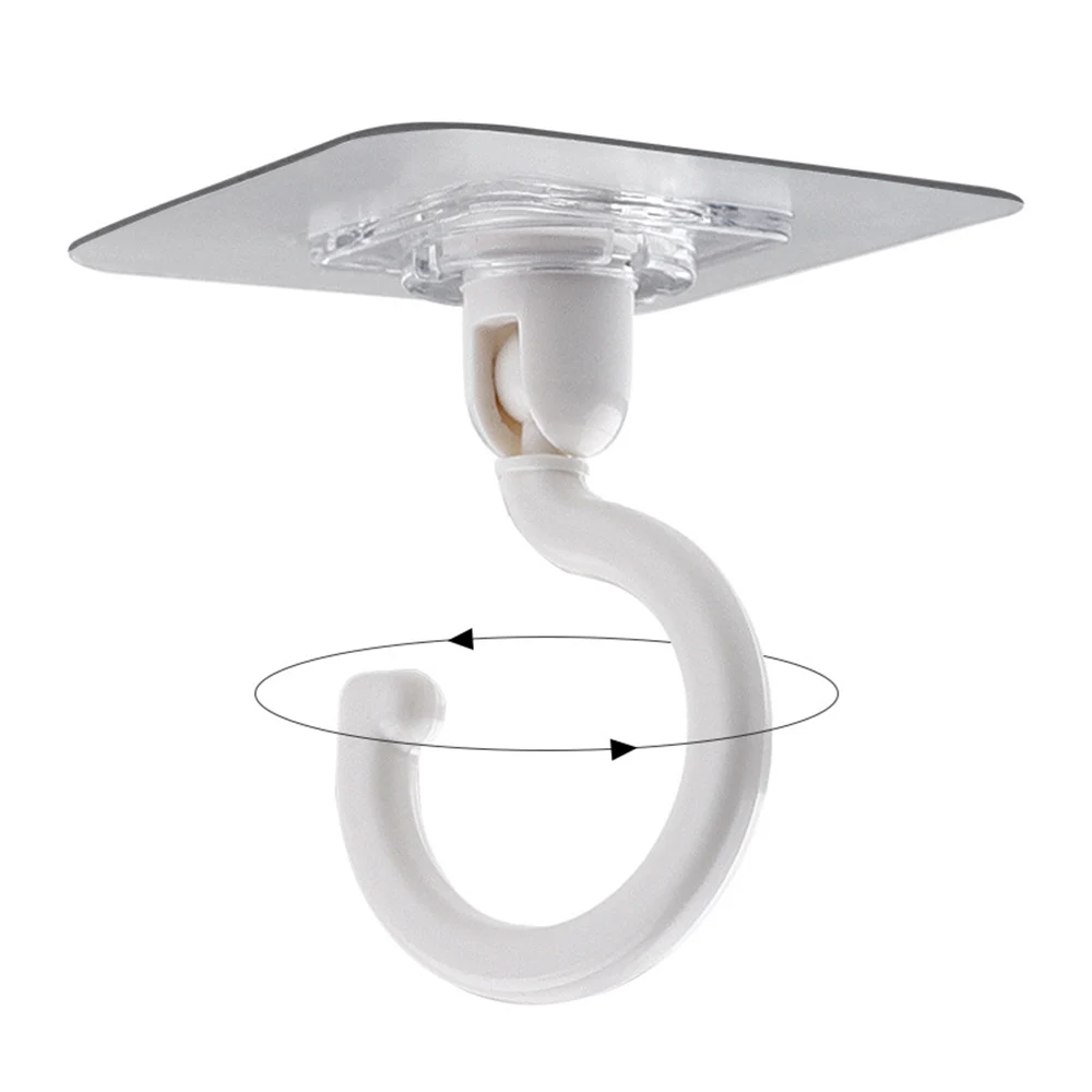 

4Pcs Rotary Punch-Free Ceiling Hooks Self-Adhesive Kitchen Bathroom Home Wall Hook Handbag Clothes Ties Bag Hanger Hanging Rack