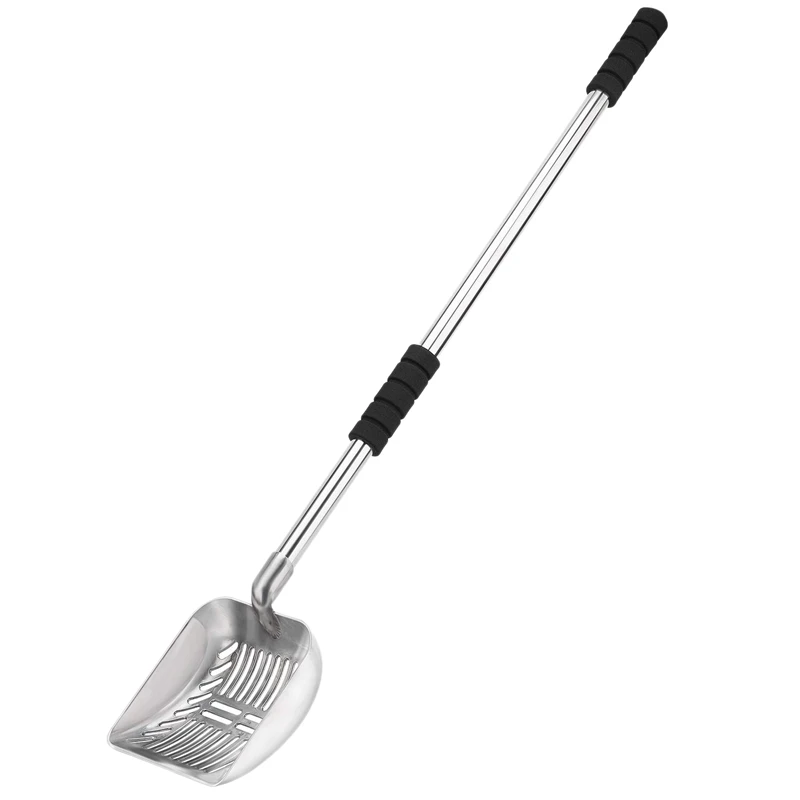 

Metal Cat Litter Scoop With Deep Shovel And Long Handle Detachable Stainless Steel Non-Stick Cat Litter Sifter With Foam Padded