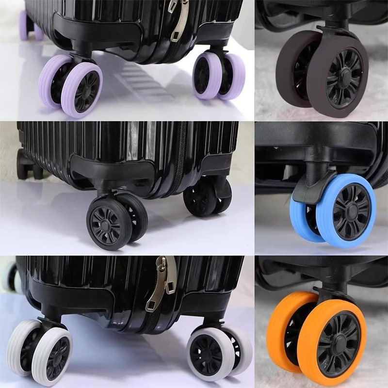 8PCS Silicone Wheel Protector Luggage Compartment Wheel Protect Cover Trolley Case Silent Caster Sleeve Suitcase Accessories