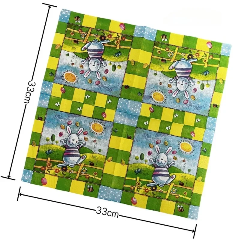 10/20pcs 33cm 2-Ply Cartoon Bunny Printed Napkin Kids Birthday Party Easter Party Decoration Paper Placemats