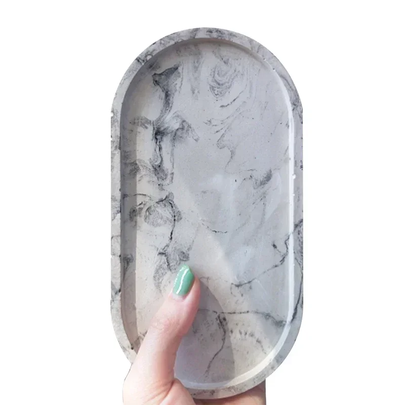 Oval Tray Tools Cement Silicone Mold DIY Flower Pot Concrete Plaster Mold Ashtray Coasters Home Decoration Crafts Pottery Arts