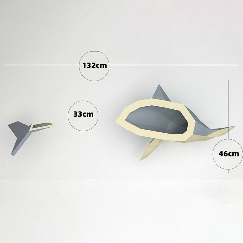 132cm Swimming Shark Paper Model 3D DIY Home Wall Decoration Handmade Hanging Art Papercraft Room Ornament Origami Puzzles Gifts